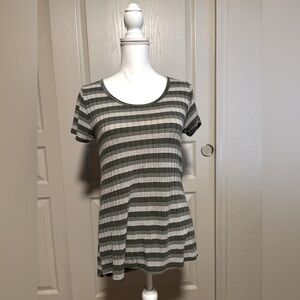 LuLaRoe Striped Gray and White Women's Top Size XXS